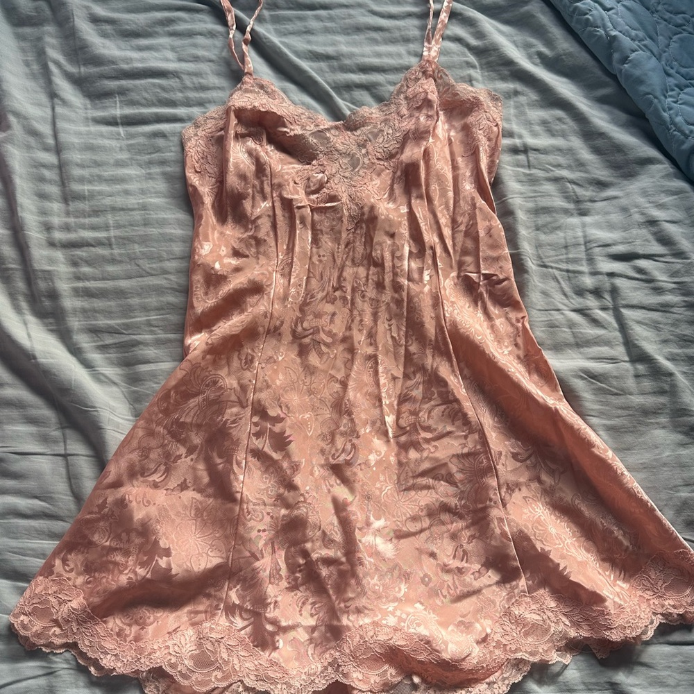 Silky Pink Lace Slip Dress